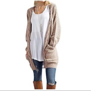 Women’s boho knit tan cardigan